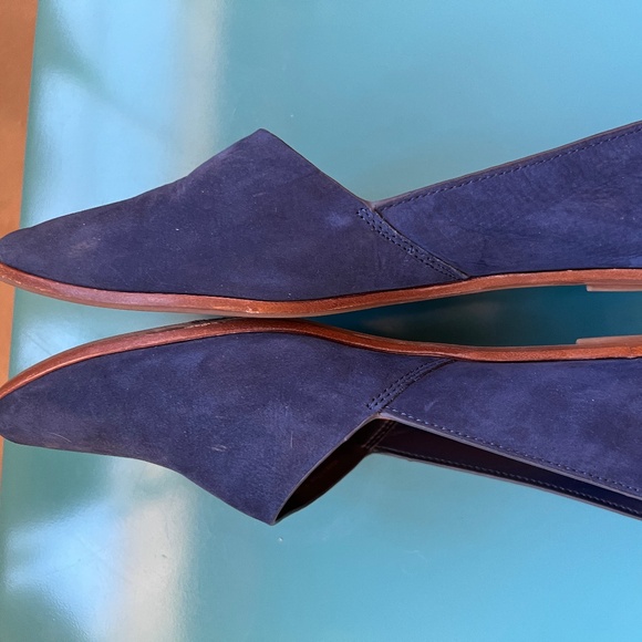 Aldo Blanchette Blue Suede Slip On, Toe Ballet Flats. Women's - Picture 4 of 5